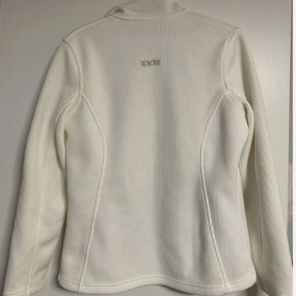 Spyder Core Women's Full Zip Ribbed Long Sleeve Sweater Jacket White Large L EUC - Picture 2 of 5